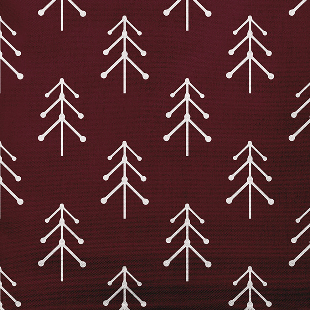 Christmas Burgandy Colored Patterned Trees Polyester Throw Pillow, 20"x20"