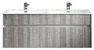 Eviva Ashy 48" Wall Mount Modern Bathroom Vanity Ash Gray White Integrated Sink