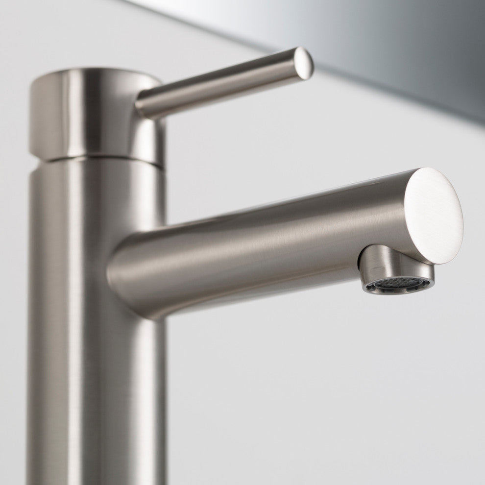 Blossom Brass Round Single Handle Bathroom Vanity Sink faucet, Brush Nickel W/ P