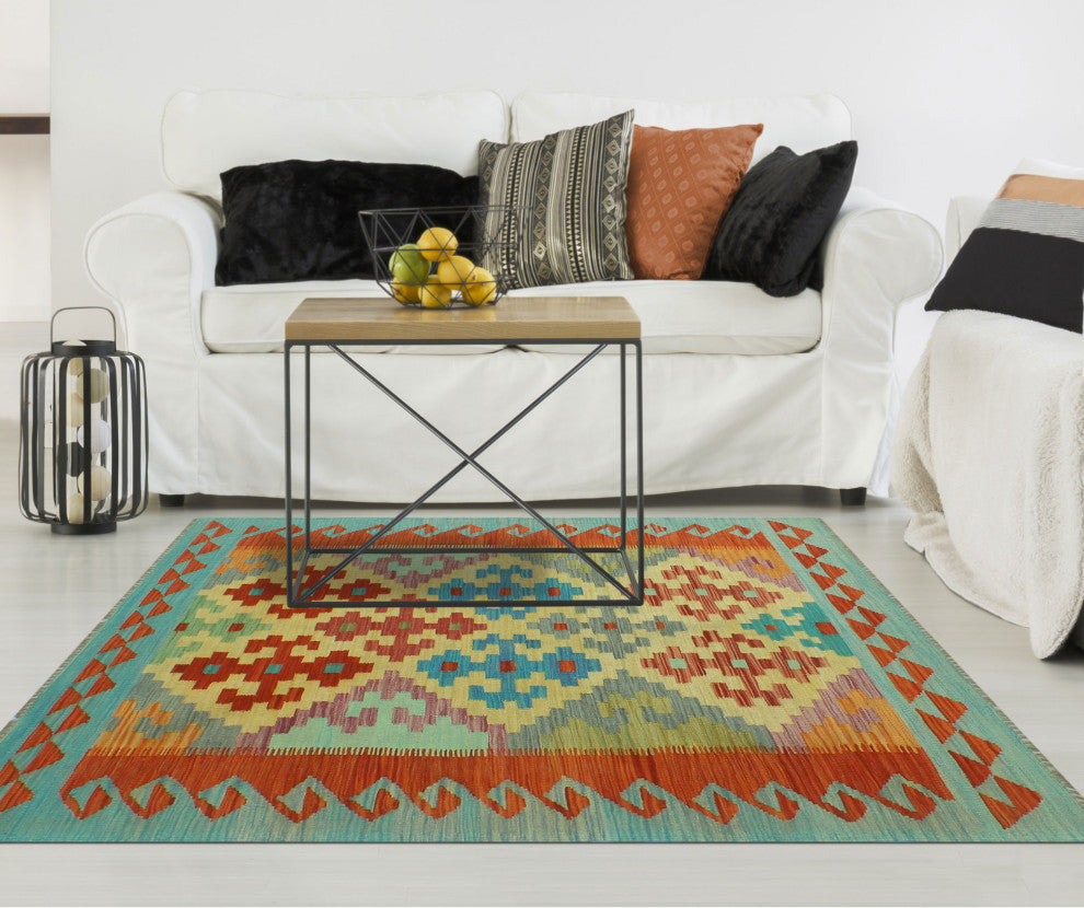 Sangat Kilim Shirley Rust/Blue Rug, 3'11x5'11