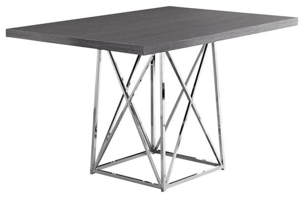 Dining Table 48" Rectangular Small Kitchen Dining Room Metal Grey Chrome