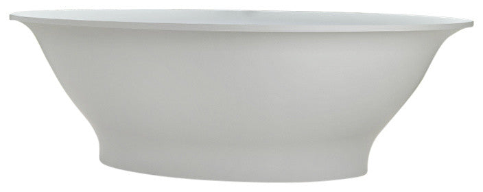 74" Polystone Oval Free-Standing Bathtub, Matte White, No Faucet