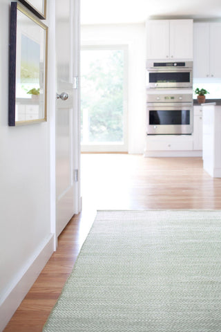 Dash & Albert Herringbone Ocean Handwoven Cotton Rug, Green, 2' x 3'
