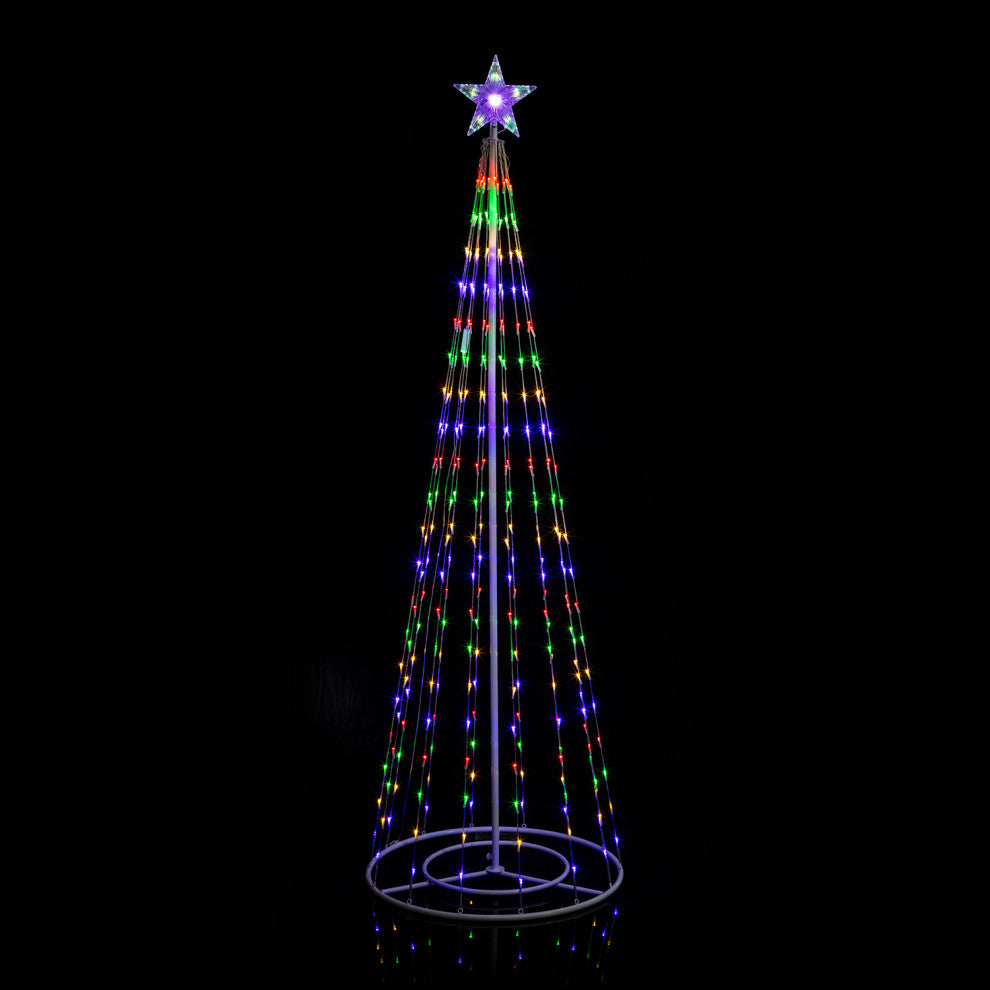 86"H Indoor Artificial Christmas Tree with Multi-Colored Lights and Star Topper