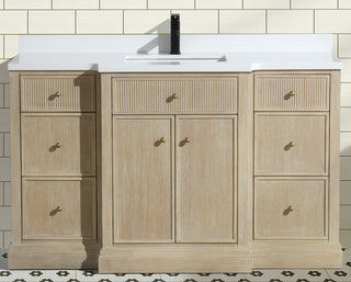 Redondo Bathroom Vanity, Ash Oak, 55", Single Sink, Freestanding