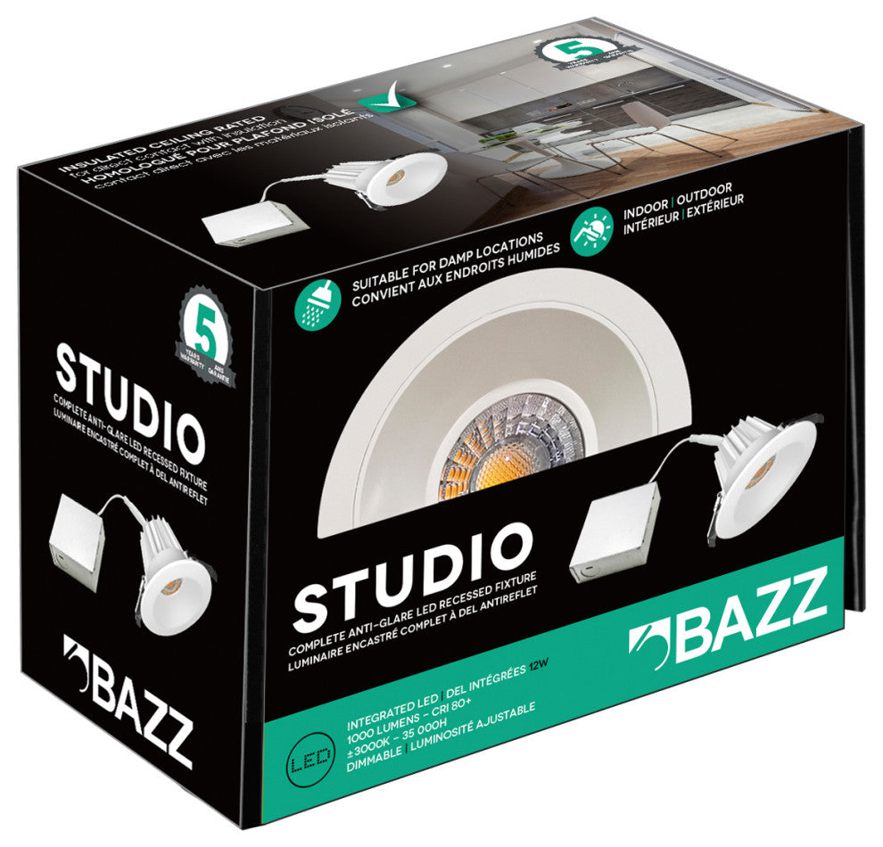 BAZZ DISK 4" Anti-Glare Damp location 1000 Lumens 3000K