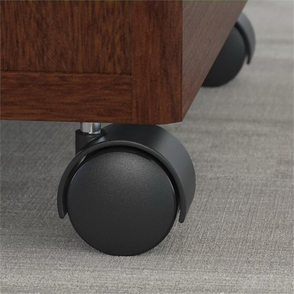 Series C 72W Office Desk with File Cabinet in Mahogany - Engineered Wood