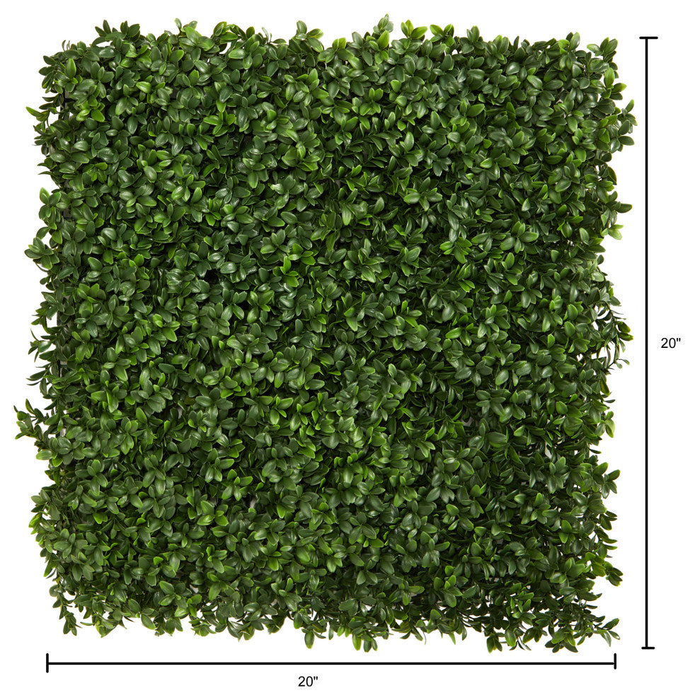 20" Boxwood Artificial Wall Mat, Indoor/Outdoor, Set of 2
