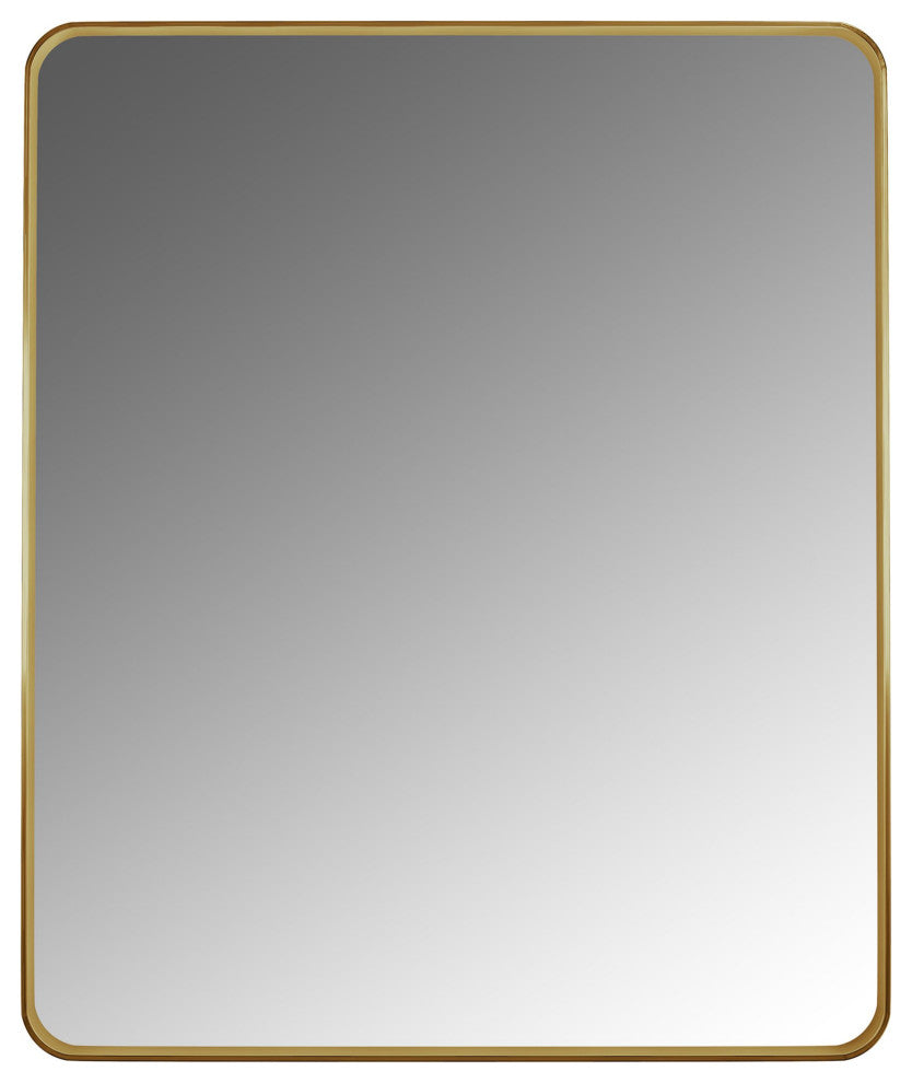 Rectangular Aluminum Framed Wall Mounted Bathroom Mirror, Brushed Gold;, 24" X 30";