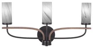Monterey 3-Light Bath Bar, Matte Black & Painted Distressed, Onyx Swirl