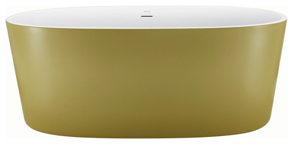 Mokleba 59-in Freestanding Tub With Drain and Overflow, CUPC Certified, Yellow