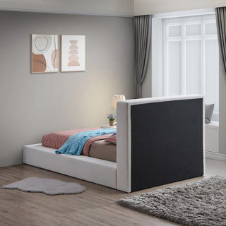 Terra Boucle Fabric Upholstered Bed, Cream, Twin