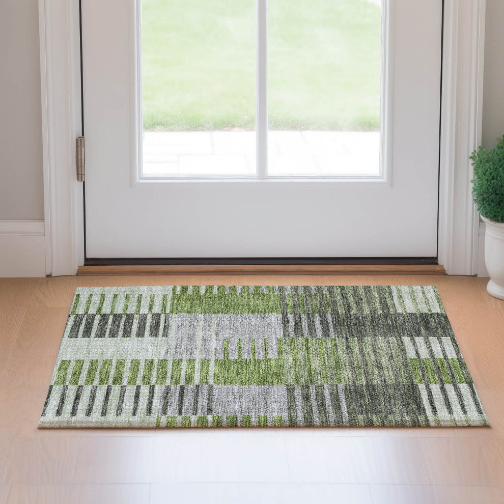 Premium Machine Washable Mayfield AMF687 Green 1'8" x 2'6" Rug