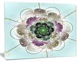 Dark Blue Fractal Flower Pattern, Abstract Wall Art Canvas, 20x12