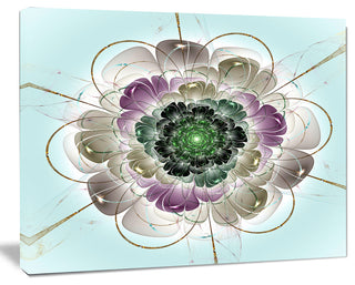 Dark Blue Fractal Flower Pattern, Abstract Wall Art Canvas, 20x12
