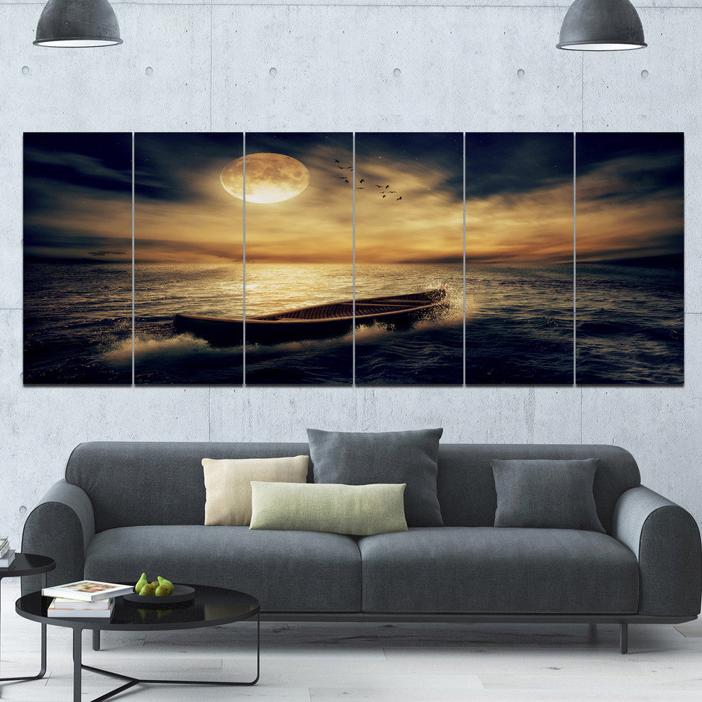 Middle of Ocean after Storm, Floral Canvas Art Print, 70"x28", 6 Panels