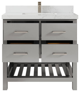 Willow Collections Parker Vanity, Gray, Empira White Quartz, 36"