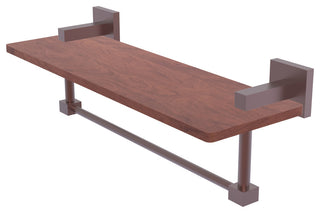 Montero 16" Solid Wood Shelf with Integrated Towel Bar, Antique Copper