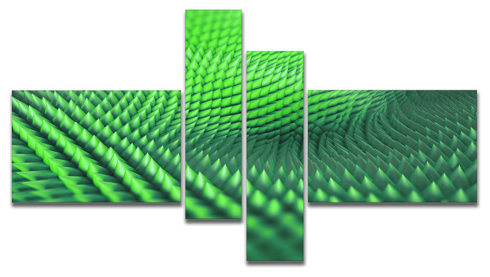 Green 3D Spiny Texture, Abstract Canvas Art Print, 60"x32", 4 panels