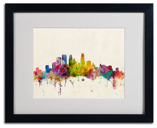'Minneapolis, Minnesota' Matted Framed Canvas Art by Michael Tompsett