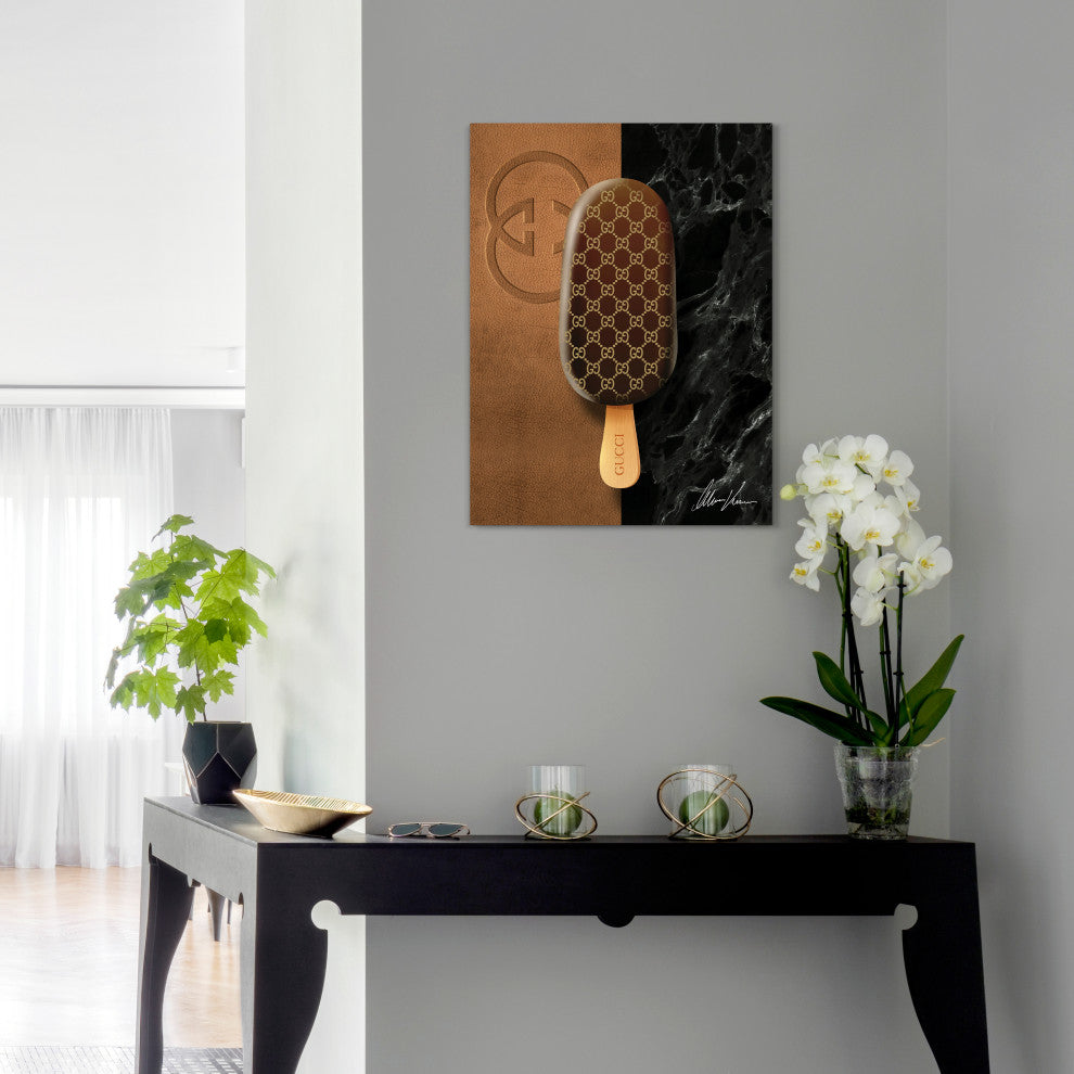 "Gucci Glamour" Frameless Free Floating Tempered Glass Panel Graphic Wall Art