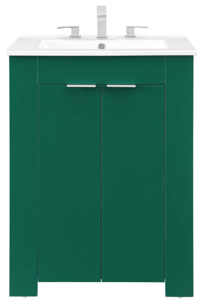 Sink Vanity Cabinet, Melamine, Green White, Modern, Hotel Bedroom Bathroom