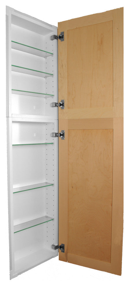 Fruitville Shaker Style Frameless Recessed Wood Pantry Cabinet, 14x68, Unfinished