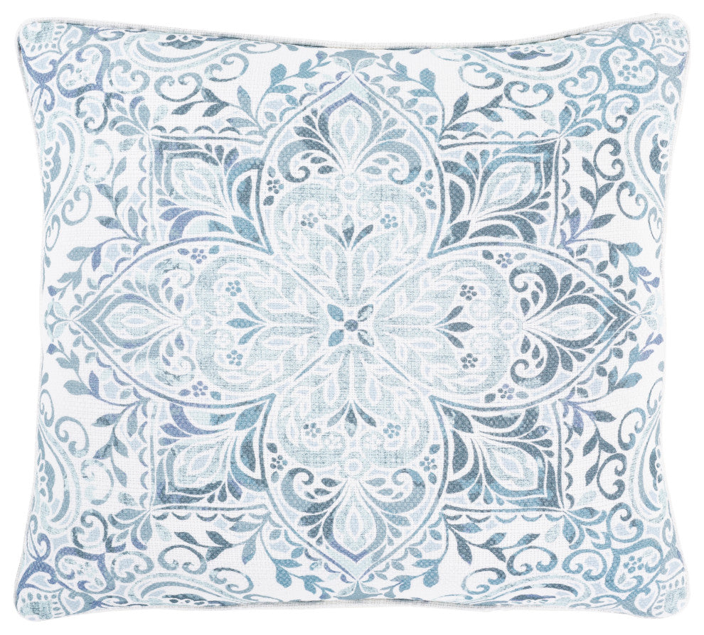 Surya Roxana RXN-006 18"x18" Pillow Cover, Ivory/Teal/Pale Blue/Lavender
