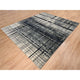 Black, Modern Lines Design, Ghazni Wool, Hand Knotted, Oriental Rug, 8'2" x 9'9"