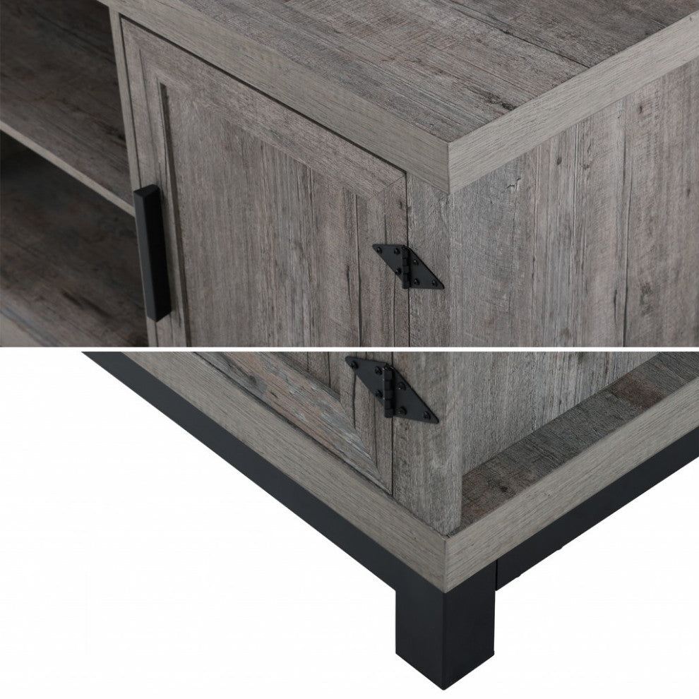Rustic Gray Classic TV Stand With Adjustable Shelves