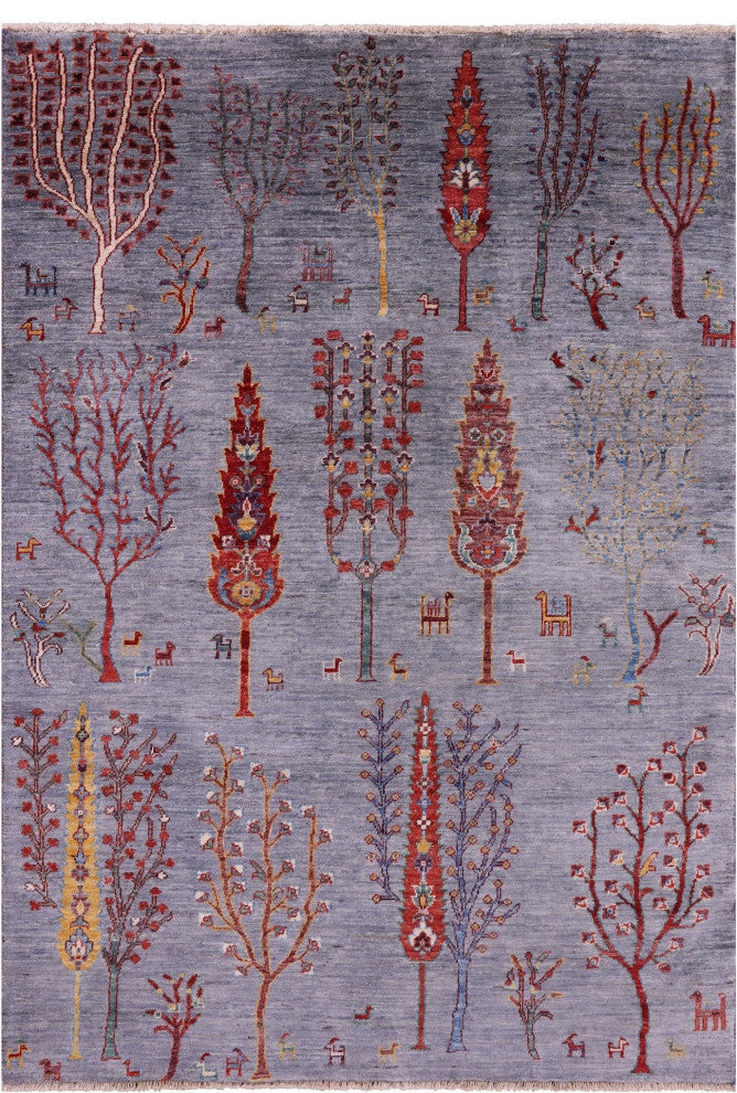 Tribal Persian Gabbeh Handmade Rug 4' 7" X 6' 6" Q11056