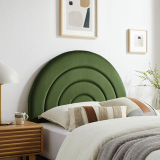 Solana Arched Performance Velvet Twin Headboard, Moss Green