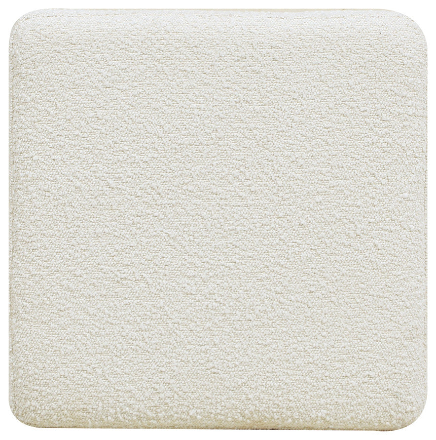 Nina 18" Cane Webbing Cube Ottoman, Ivory White