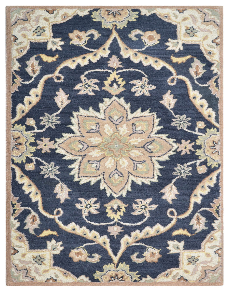HAND TUFTED WOOL ECO-FRIENDLY AREA RUGS - Charcoal , Oriental Design