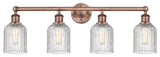 Edison-Bridal Veil 4-Light 32" Bath Vanity Light, Antique Copper, Clear