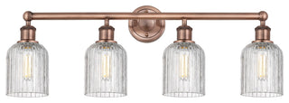 Edison-Bridal Veil 4-Light 32" Bath Vanity Light, Antique Copper, Clear