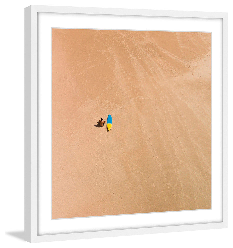 "Lone Surfer" Framed Print by Karolis Janulis