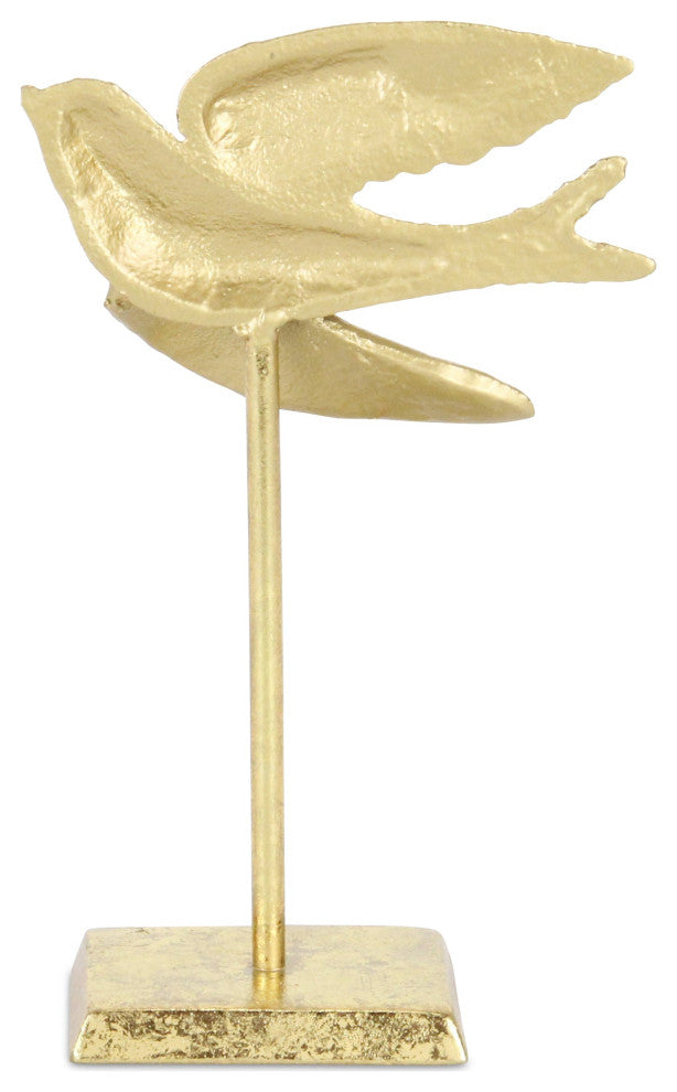 Lirondelle Golden Raised Cast Iron Flying Swallow Decor