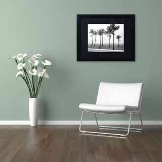 'Florida BW Beach Palms' Matted Framed Canvas Art by Preston