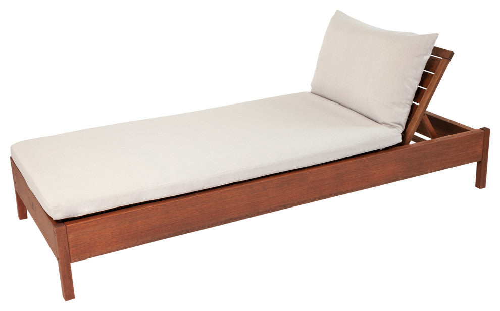 Grass Eucalyptus Wood Outdoor Reclining Chaise Lounge Chair With Cushion