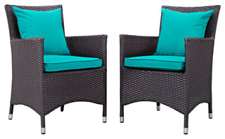 Espresso Turquoise Convene 2 Piece Outdoor Patio Dining Set