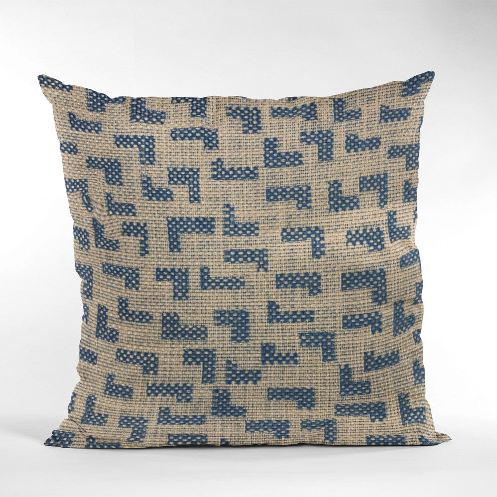 Plutus Blue Angles Abstract Luxury Throw Pillow, 22"x22"