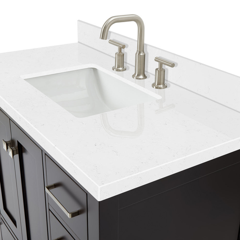 Ariel Cambridge 42" Single Rectangle Sink Vanity, Carrara Quartz