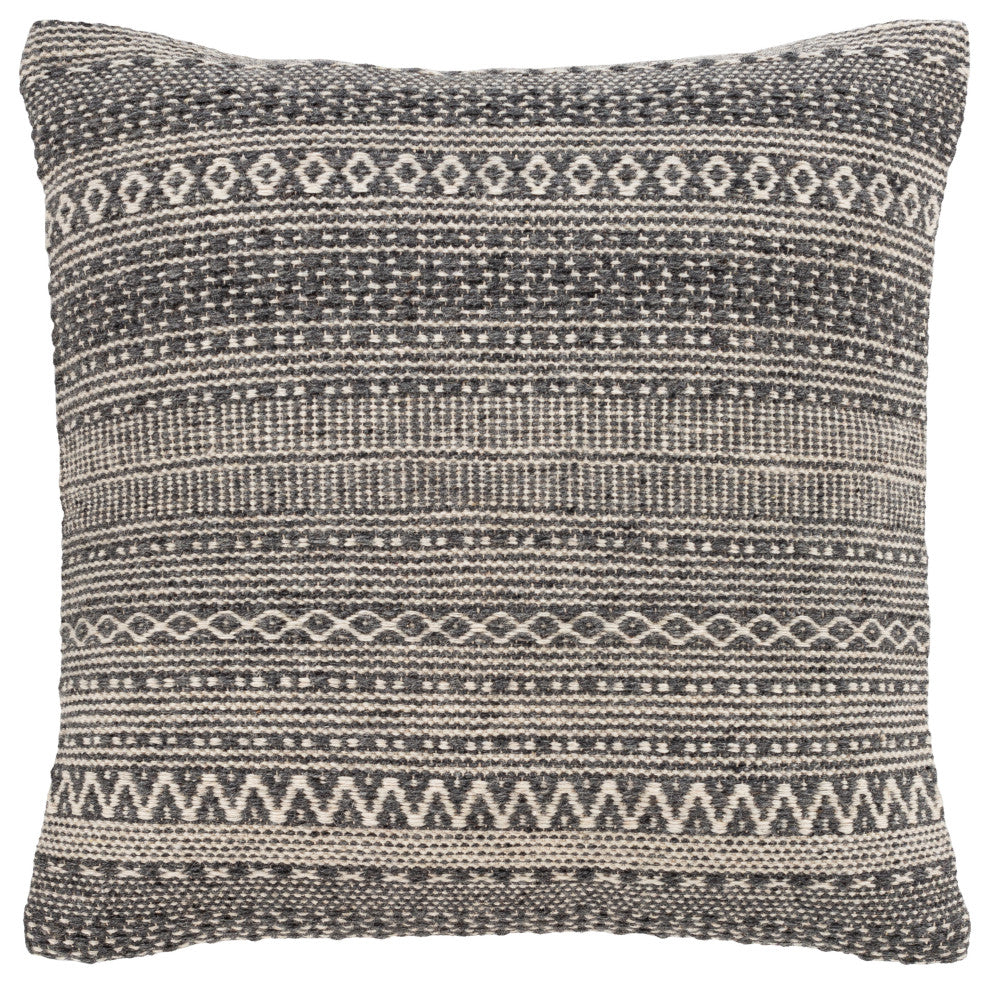 Leif Pillow, Charcoal/Ivory, 20"x20", Polyester Insert