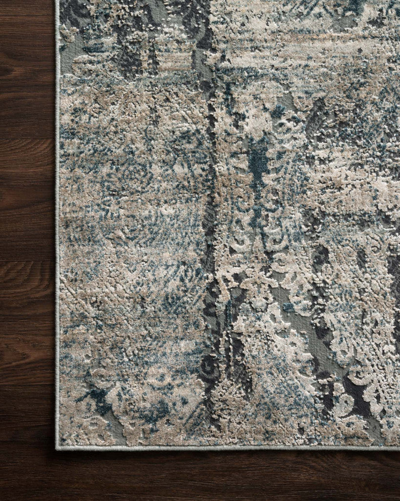 Cascade Viscose Polyester Area Rug by Loloi, Taupe/Blue, 12'0"x15'0"