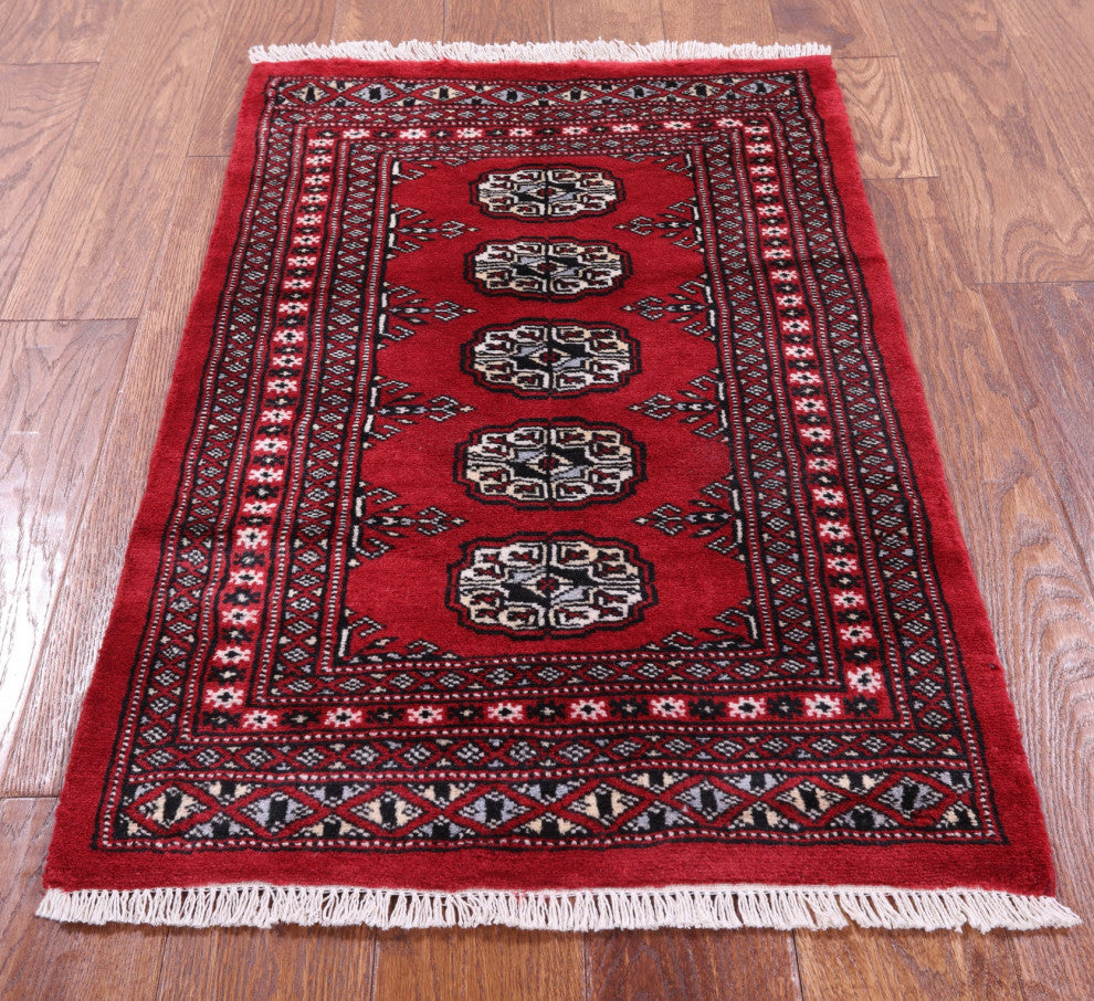 2' 0" X 3' 0" Hand Knotted Silky Bokhara Wool Rug - Q13854