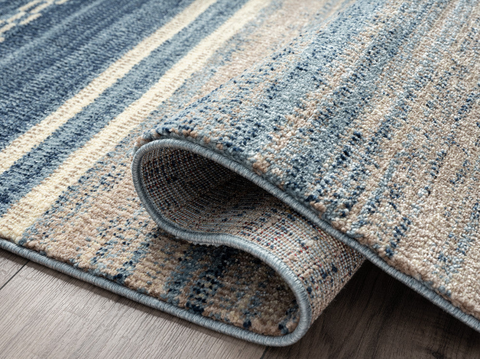 Abani Rugs Mesa MES210A Southwestern Blue Striped Area Rug