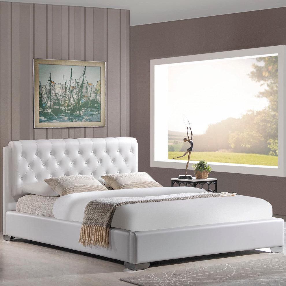 Modern Contemporary Bedroom Queen Bed Frame White