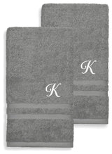 Denzi Hand Towels With Monogrammed Letter, Set of 2, K