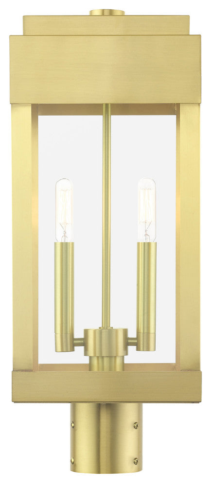 Satin Brass Transtional,  Modern Classic, Outdoor Post Top Lantern